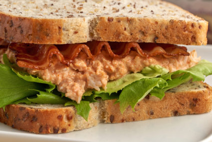 Crab mayonnaise and bacon sandwich